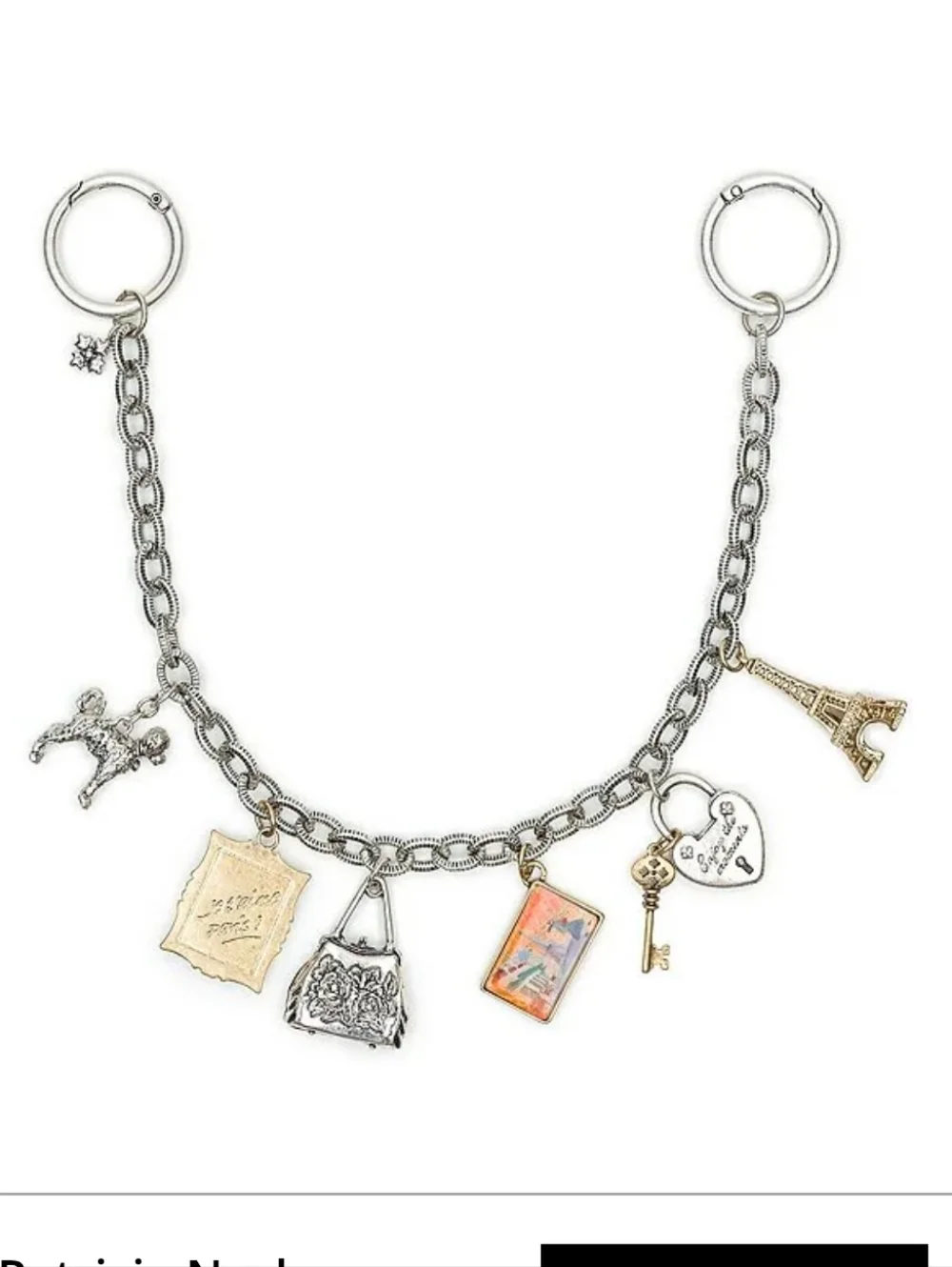 Patricia Nash NWT Paris Handbag Charm - Silver Chain With Gold And Varied Charms